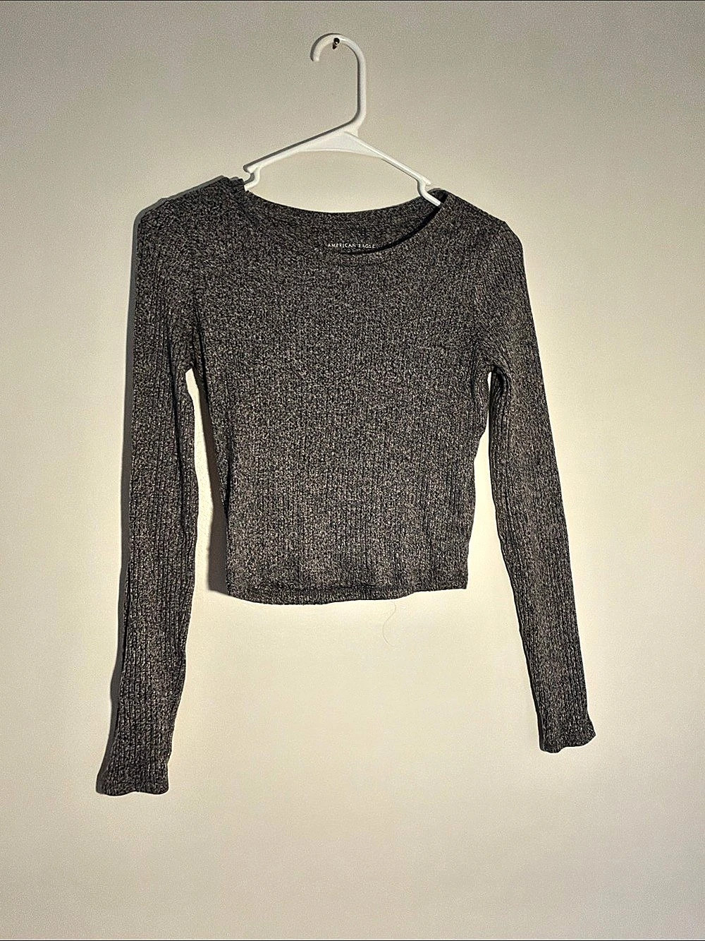 American Eagle AE Soft & Sexy Ribbed Long-Sleeve T-Shirt purple gray XS